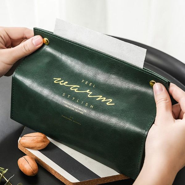

tissue boxes & napkins multifunctional waterproof pu leather box nordic style kitchen organizer snap closure home decor living room restaura
