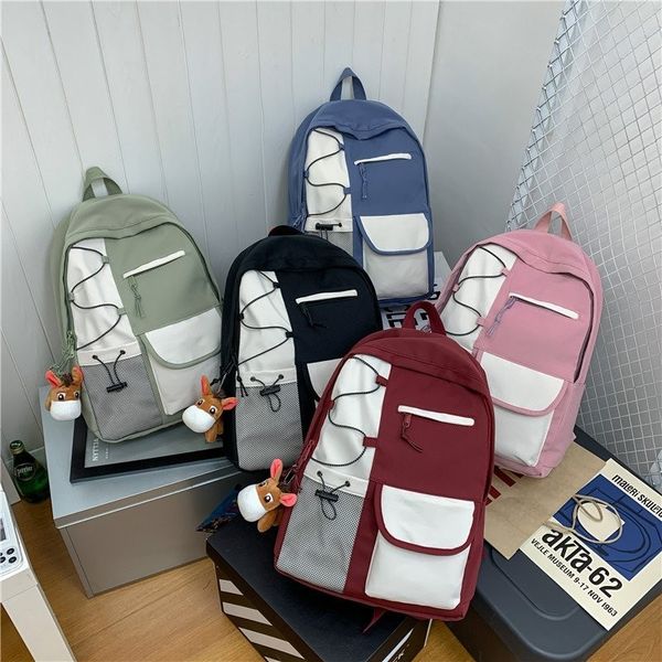 

solid color waterproof nylon women backpack college coupl school bag large capacity laptop