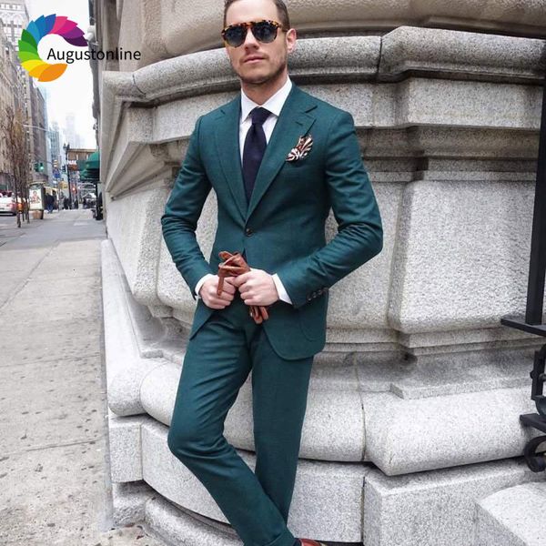 

men's suits & blazers high steet men suit dark green slim fit wedding groom tuxedo custom made blazer terno masculino jacket pants, White;black