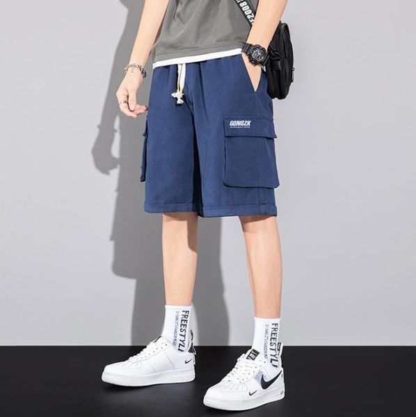 

summer loose overalls beach pant men's five-point plus size shorts 2021 casual middle pants, Black