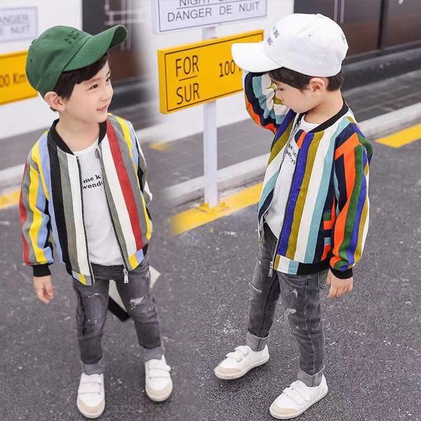 

2-7 years fashion baby boy fall clothes boys kids coats striped gold velvet colorful cotton baseball shirt long sleeve spring jackets, Blue;gray