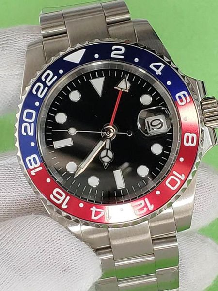 

wristwatches men's no logo gmt watches 2813 movement stainless steel sapphire glass ceramic bezel luminous automatic mechanical watch m, Slivery;brown