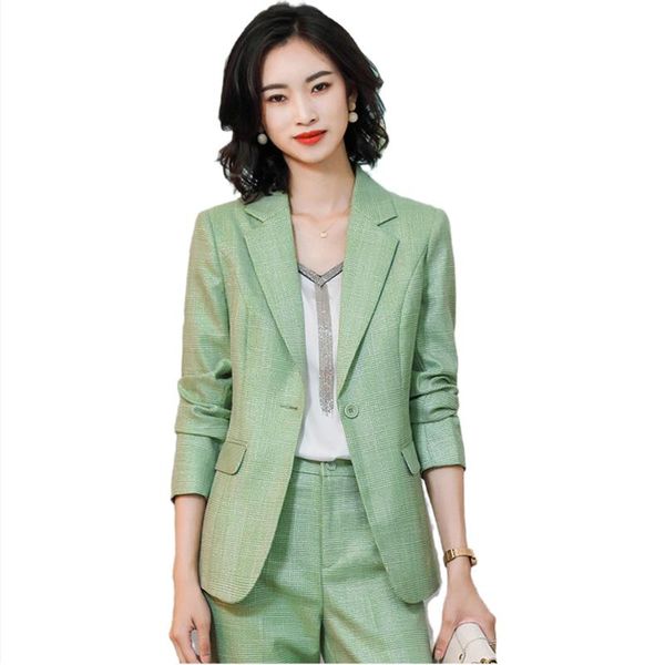 

women's two piece pants women pant suit office lady business work wear apricot green formal 2 set for spring, White