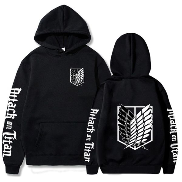 

attack on titan hoodie sweatshirt men casaul loose sudadera hoodi, Black