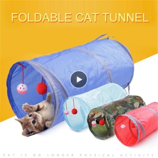 

pet cat tunnel with balls 2 holes toys kitten collapsible crinkle playing funny bulk cave not occupy
