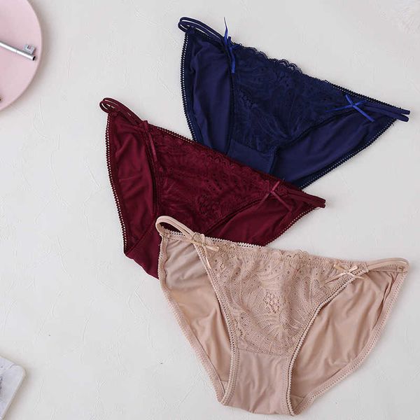 

briefs panties low waist ice silk seamless women's, Black;white