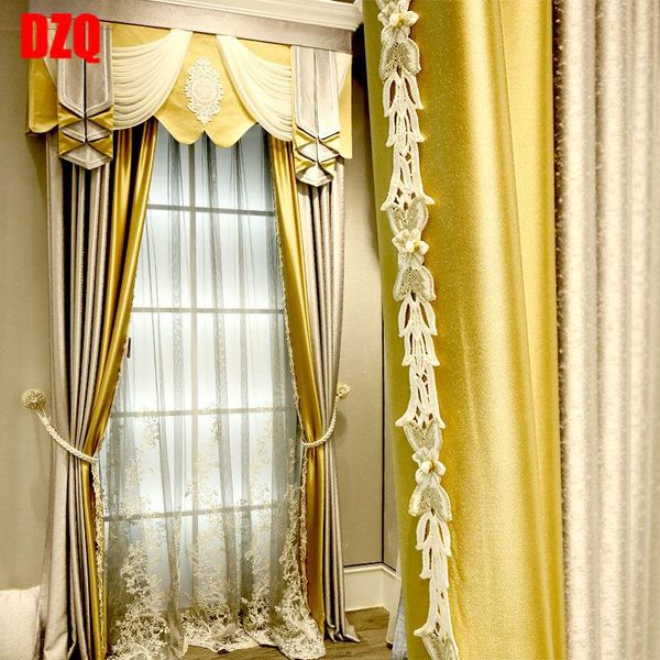 

curtain & drapes custom golden yellow european luxury villa high-class living room cloth blackout curtins for livingroom