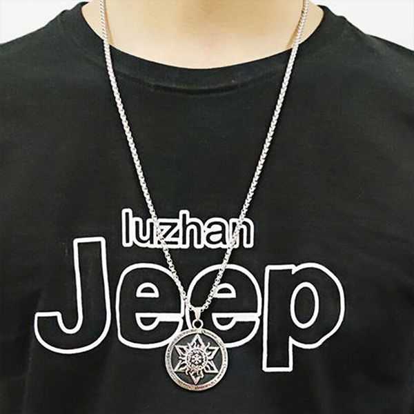 

pendant necklaces round brand six-man star necklace street hip-hop accessories personality 100-tower neck chain couple, Silver