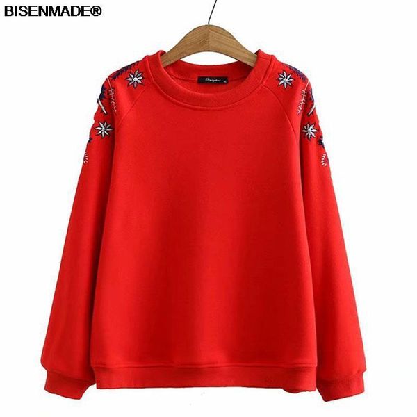 

plus size t-shirt women clothing hoodies & sweatshirts 2021 autumn winter loose casual embroidered floral fleece warm female 236, Black