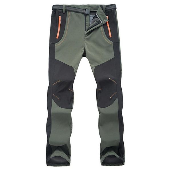 

winter fleece casual stretch pants men thick warm waterproof windproof soft shell trousers military tactical cargo 5xl men's, Black