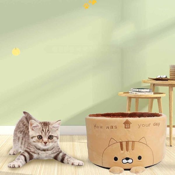 

pet cat bed house kennel nest cute removable dog sofa warm plush round cushion supplies beds & furniture1
