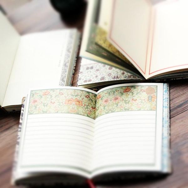 

notepads antique color page book hand-painted notebook hand stationery literary illustration retro diary, Purple;pink