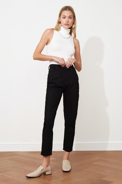 

women's jeans black high waist mom women 2021 fashion, Blue