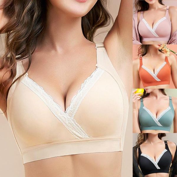 

bras nursing bra comfortable breathable solid color pregnancy seamless breastfeeding for women, Red;black