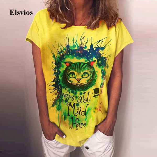 

women's blouses & shirts spring vintage cat letter print harajuku shirt 2021 women round neck blouse summer casual short slee, White