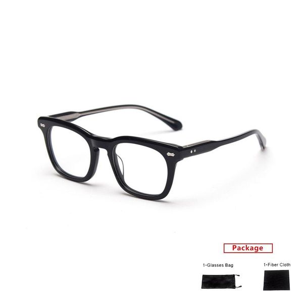 

fashion sunglasses frames mimiyou acetate rivet square glasses frame women retro men computer eyewear optical myopia eyeglasses brand design, Black
