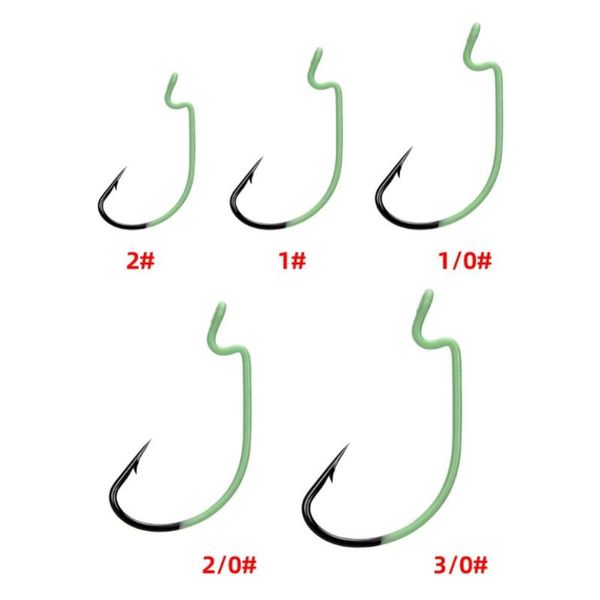 

fishing hooks high carbon steel luminous crank fishhooks with barbed single hook set carp soft worm accessories