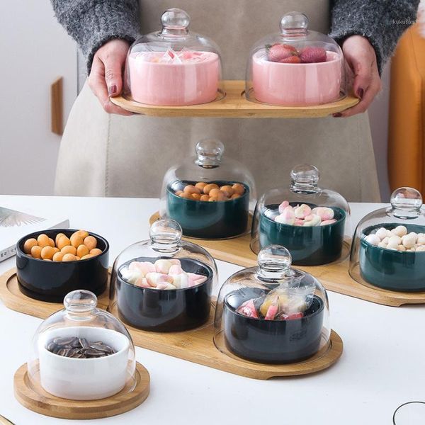 

storage bottles & jars creative ceramic dessert plate living room coffee table melon seeds candy with lid fruit dried
