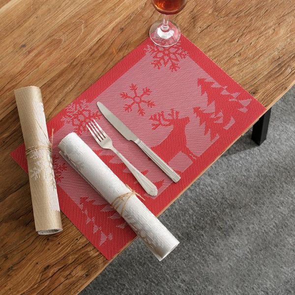 

mats & pads cutlery insulation table mat snowflake reindeer pattern christmas western placemat