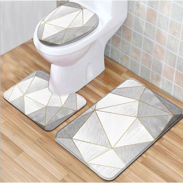 

bath mats three-piece marble toilet set, anti-slip floor mat door pad bathroom carpet, practical home decoration 45*75cm