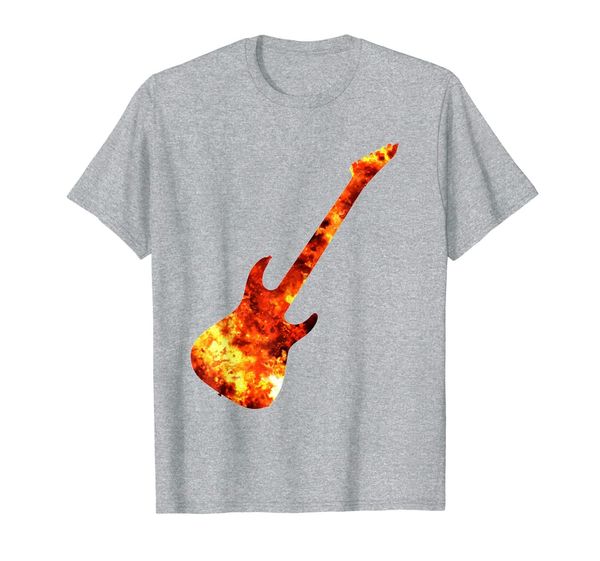 

cool awesome flaming guitar hard metal music rock and roll t-shirt, White;black