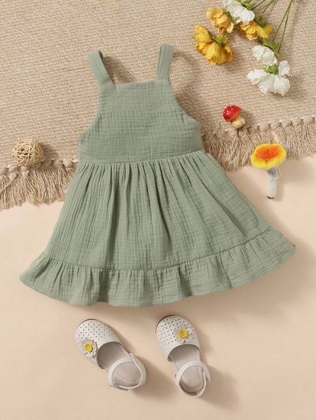 

baby tie back ruffle hem dress she, Red;yellow