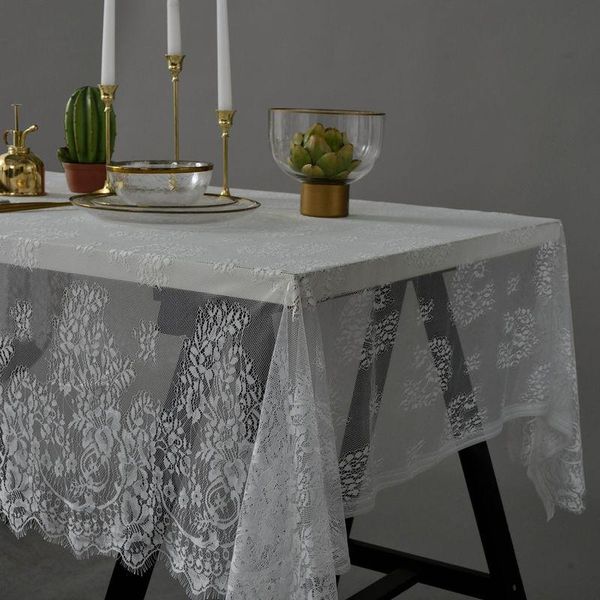 

table cloth wedding black lace tablecloth rectangle white embroidered napkin coffee cafe decoration home textile