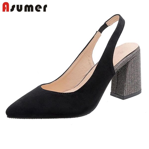 

dress shoes asumer 2021 arrive women pumps high heels slingback summer pointed toe elegant party wedding lady big size 46, Black
