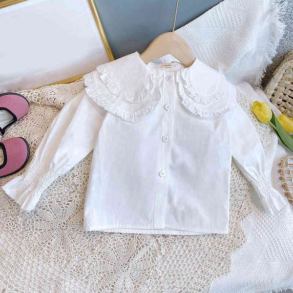 

pullover spring long sleeve white shirt children's clothing girls blouses school clothes for mvmw, Blue