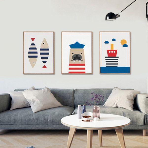 

unframed nordic painting cartoon sailor animal printn wall art poster