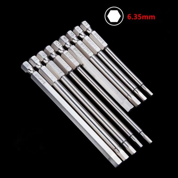 

broppe 8pcs s2 alloy steel magnetic hexagon head electric screwdriver bits 1/4 inch hex shank 50/75/100mm hand tools
