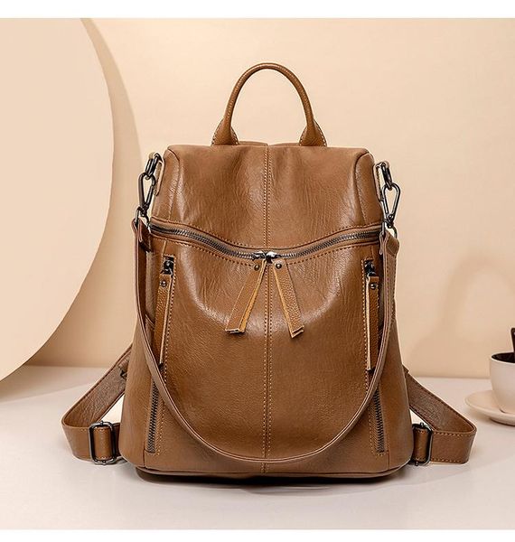 

backpack women's 2021 fashion pu leather handbags personality large-capacity travel tide one-shoulder handbag