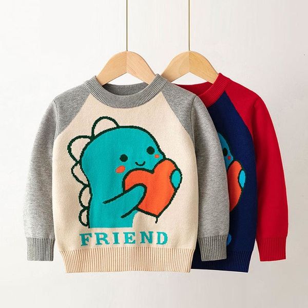 

baby girls sweater kids boys pullover sweater cute cartoon dinosaur children warm bottoming clothing child knit clothes, Blue