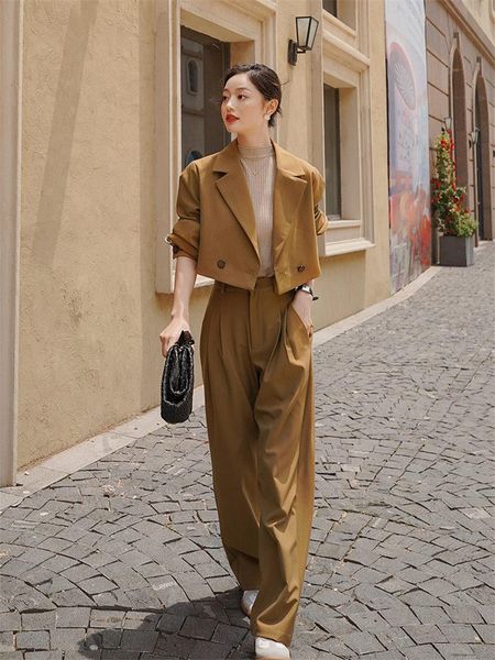 

pants suits for women 2021 formal office fashion korean leisure short blazer long pant business profession two piece set zh461 women's, White