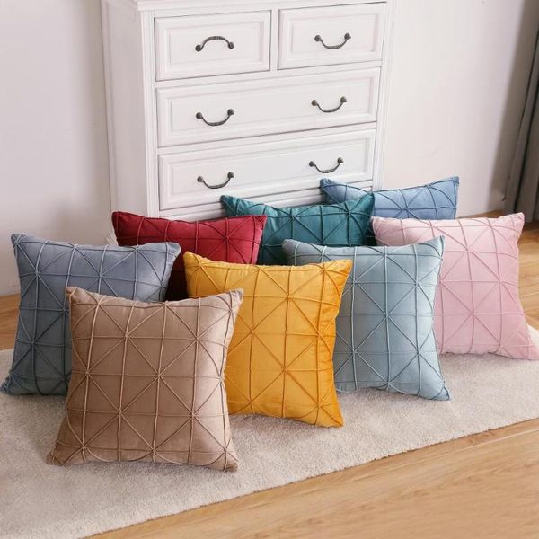 

cushion/decorative pillow mrtrees modern velvet plush sofa case 45x45cm plaid elegant soft throw decor for home living removable cushion cov