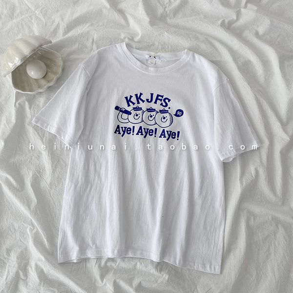 

women's t-shirt fashionable white loose t-shirt female 2021 summer wear casual pullovers korean short sleeve bottomed oxvn