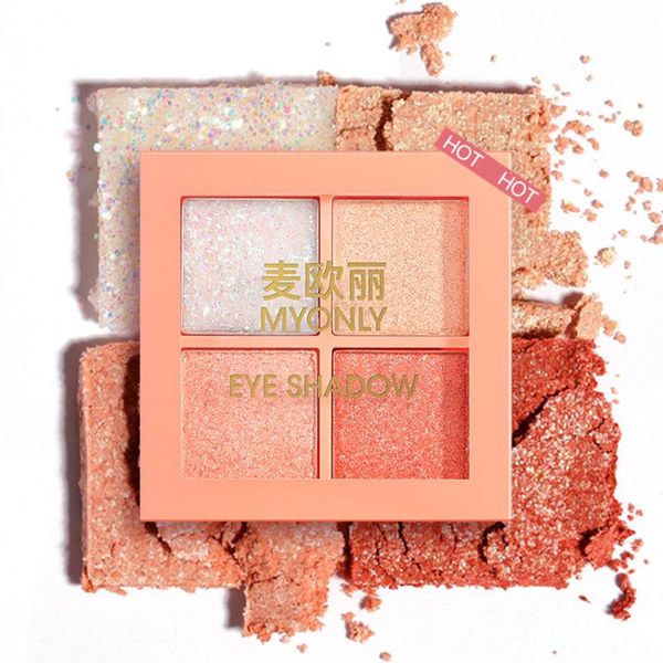 

eye shadow 4 color shimmer glitter eyeshadow palette matte pearlescent highlighter pigment long lasting waterproof makeup cosmetics