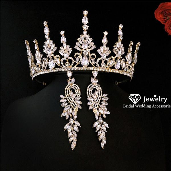 

earrings & necklace bridal hair jewelry set crown tiara hairband drop earring engagement wedding accessories for women queen crowns gift, Silver