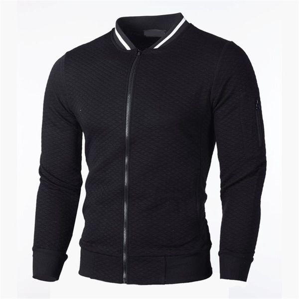 

men's hoodies & sweatshirts 2021 brand zipper collar jacket cardigan for male gym casual plaid sweatshirt, Black