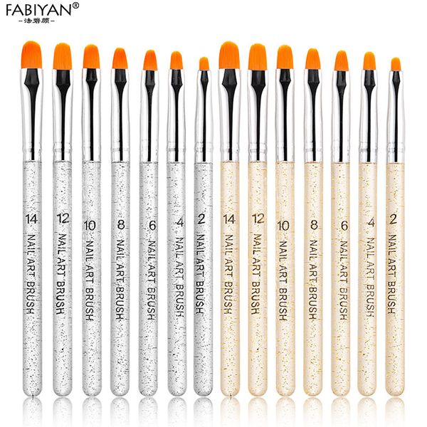 

7 sets of potherapy round head row transparent rod gold powder silver chalk color painting pull pen nail enhancement brush