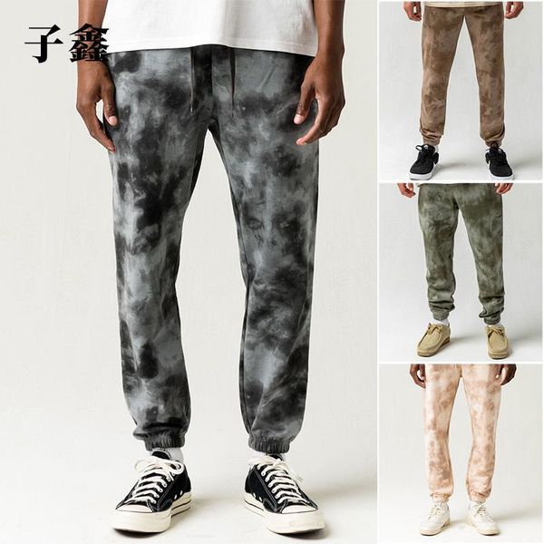 

men's pants young street fashion print loose casual long, Black