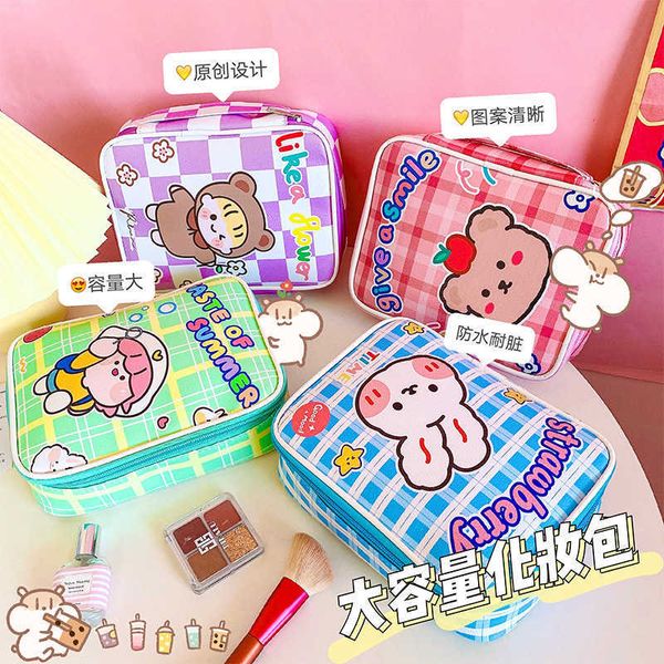 Corea Carino Ins Orso Coniglio Borsa Cosmetica Per Le Donne di Grande Capacità di Viaggio A Casa di Stoccaggio Trucco Beauty Case Borse Bentoy 210729