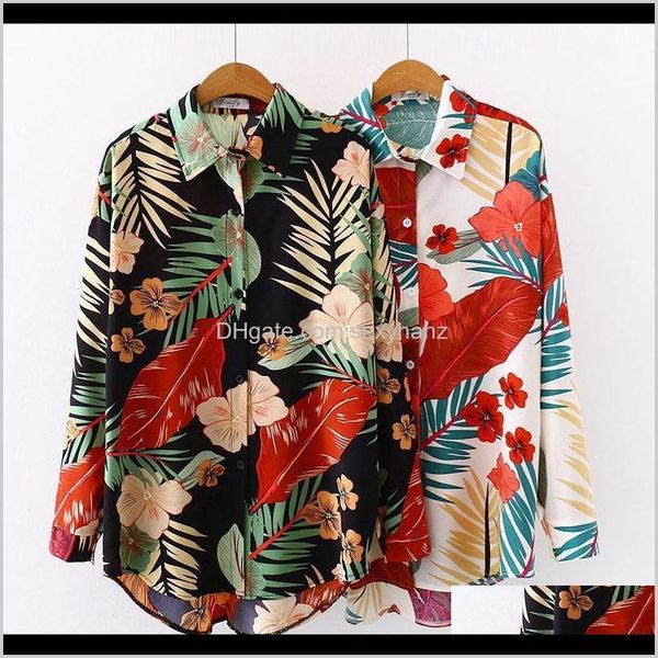 

& shirts womens clothing apparel drop delivery 2021 spring summer women long sleeve blouse fashion loose geometric print harajuku style, White