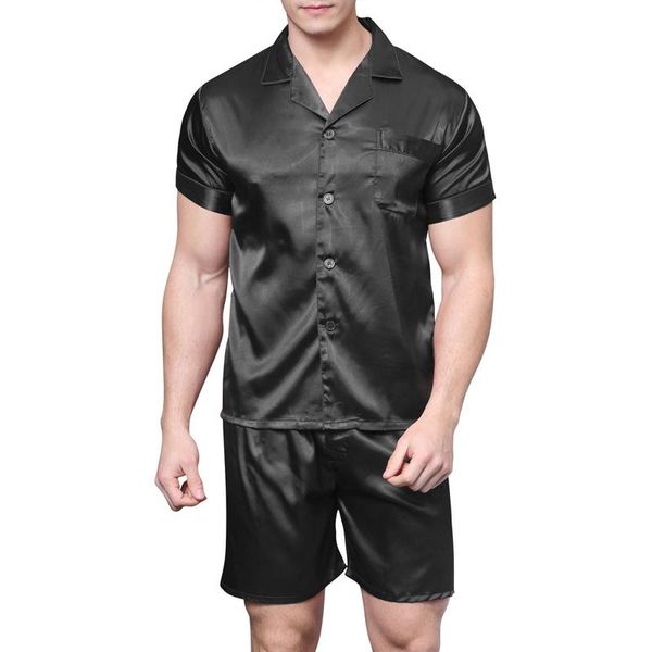 

men's sleepwear tony&candice satin silk pajamas shorts for men rayon summer male pajama set soft nightgown pyjamas, Black;brown