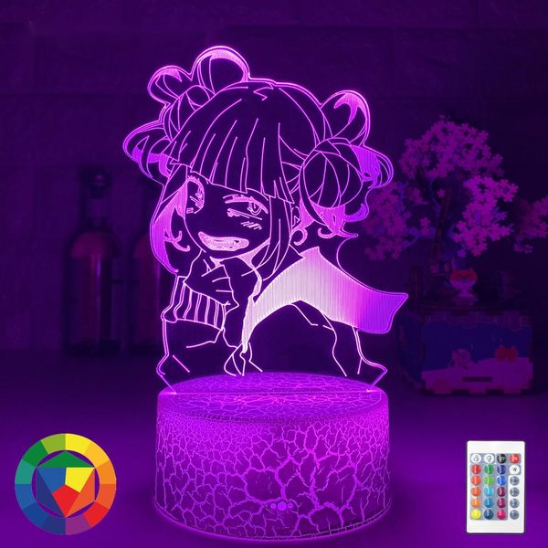 

3d anime night lights my hero academia himiko toga lamp body for bedroom decoration