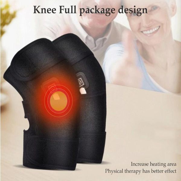 

sport heated knee brace wrap supporherapeutic electric heating pad for joint pain arthritis meniscus relief elbow & pads, Black;gray