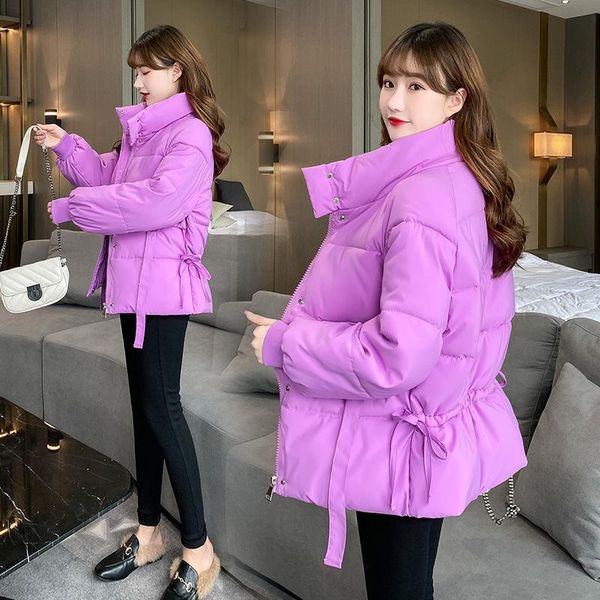 

women's down & parkas thick warm stand collar windproof loose cotton jackets outerwear drawstring fashion female winter coat, Black