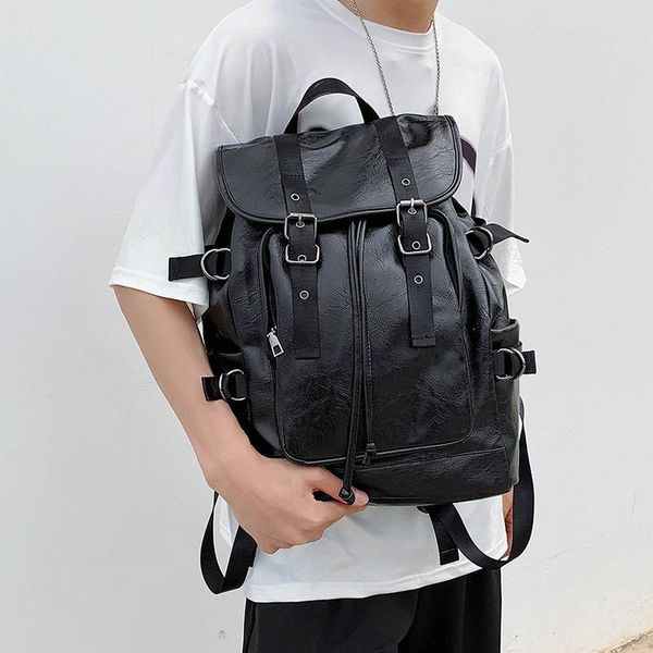 

fashion soft pu leather shoulder bag large women backpack ladies daily casual travel knapsack schoolbag book style