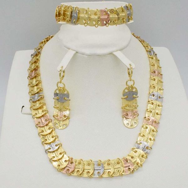 

earrings & necklace dubai gold jewelry set nigerian wedding african beads for women statement, Silver