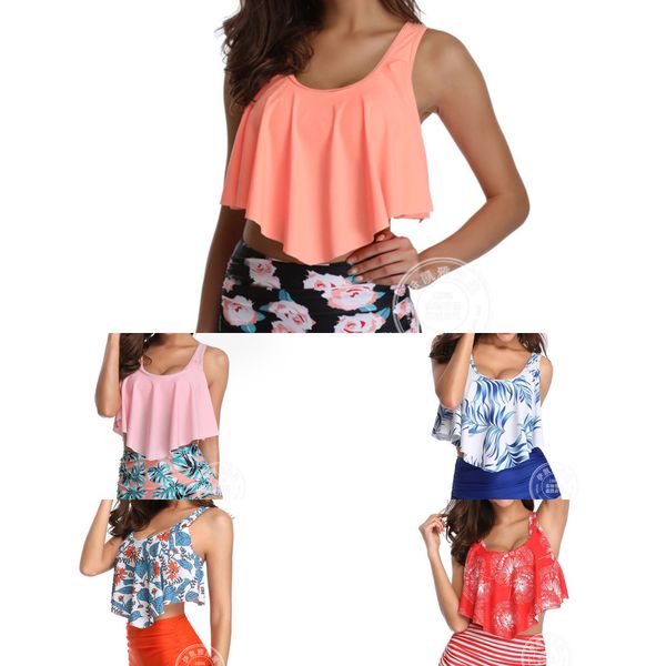 

woman ikeya ruffle print swimsuit high waist bikini2021, White;black